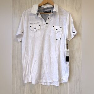 Truth Substance Common Sense Mens White 1/4 Button-Up Short Sleeve Size M NWT